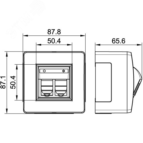Коробка для миниканалов с двумя телефонными/компьютерными розетками - фото 2