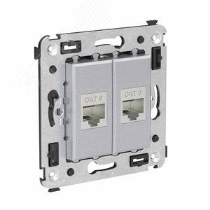 Avanti Компьютерная розетка RJ-45 без шторки в стену, кат.6 двойная экранированная,  Закаленная сталь - фото 2