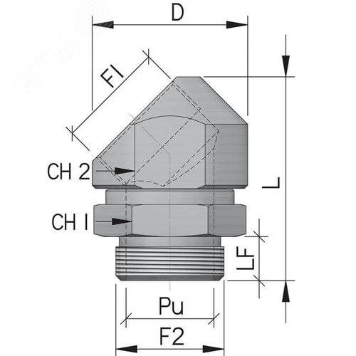 Адаптер поворотный градусов M32x1.5 IP68/IP67 никелированная латунь - фото 3