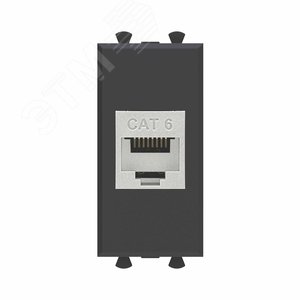 Avanti Компьютерная розетка RJ-45 без шторки модульная, кат.6 экранированная,  Черный матовый, 1 модуль - фото 1