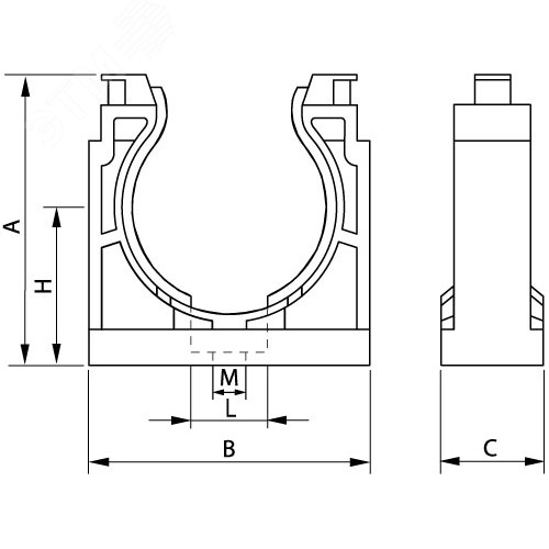 Держатель DN 12мм полиамид черный - фото 2