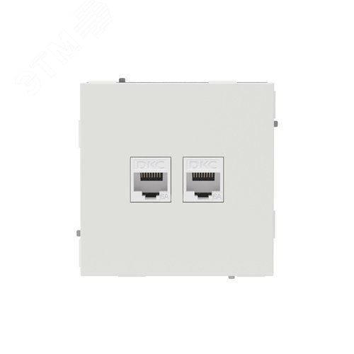 Компьютерная розетка RJ-45 без шторки, кат.6А двойная, KANT, белый песок - фото 1