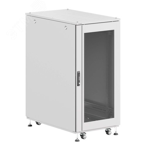 Изображение товара Шкаф напольный разобранный 19'' IT-CQE-N 24U 600x800 мм, крыша с вырубкой, дверь стекло и сплошная металл, одинарные боковые панели, серый RAL7035 (шт)