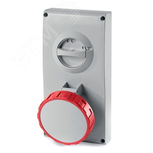 Розетка панельная 63А 3P+E 400В верхнее размещение разъема и механическая блокировка - фото 1