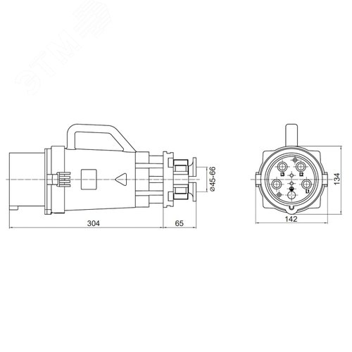 Вилка кабельная CP IP67 200A 3P+E 690В - фото 3