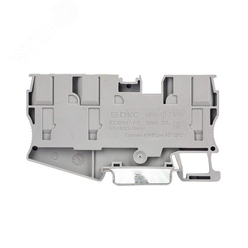 Клемма проходная, зажим push-in, 3 точки подключения, 10 кв.мм, серая - фото 2