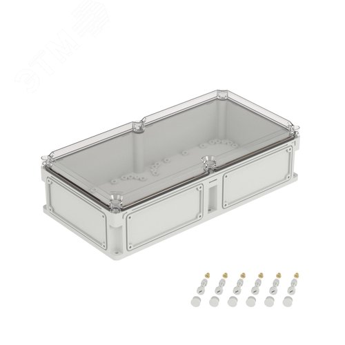 Изображение товара Корпус IP66/IP67, 600х300х160 мм, без МП, с фланцами, прозрачная крышка H= 35 мм (шт)