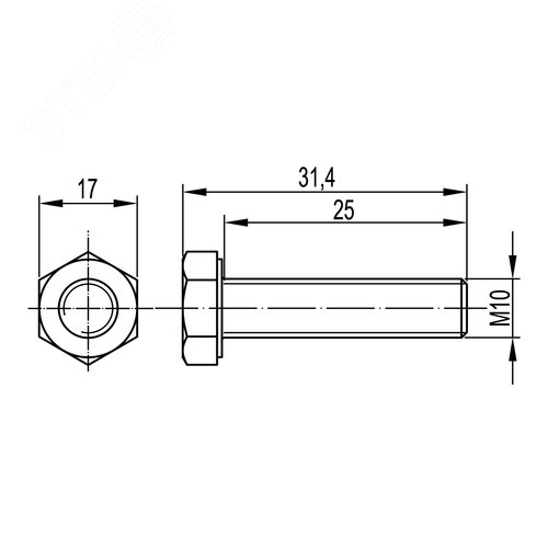 Болт шестигранная головка М10х25 - фото 2