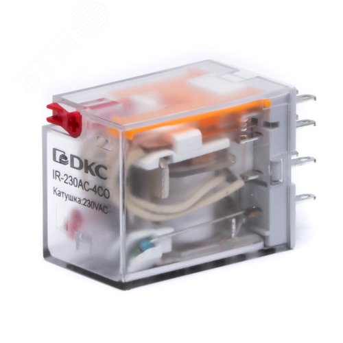 Изображение товара Реле миниатюрное промышленное общего назначения, 4CO, коммутируемый ток 6 А, AgSnO, напряжение 12V AC, опция – тест-кнопка+светодиод (шт)