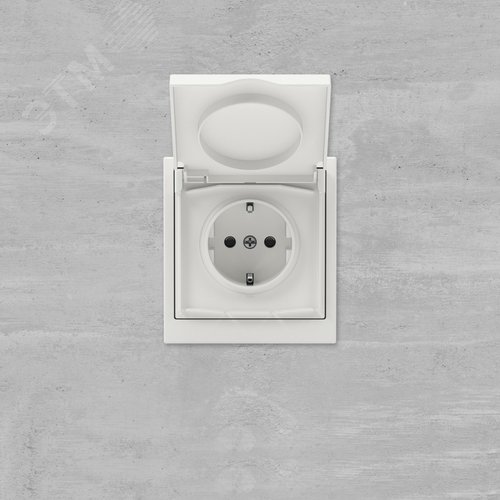 Розетка силовая, 2P+E, с з/ш, с крышкой, IP44, KANT, белый песок - фото 6