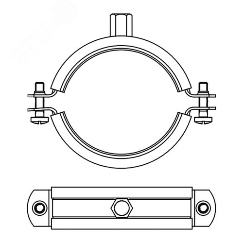 Хомут для высоких нагрузок с изоляцией с гайкой М16 для труб d 14'' - фото 2