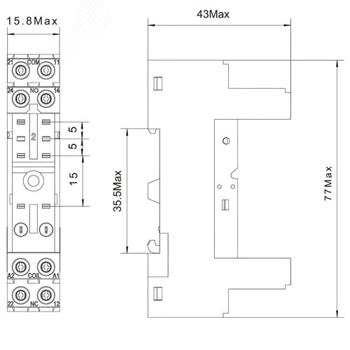 Колодка с винтовыми клеммами 2-ух уровневая для реле IRM - фото 2