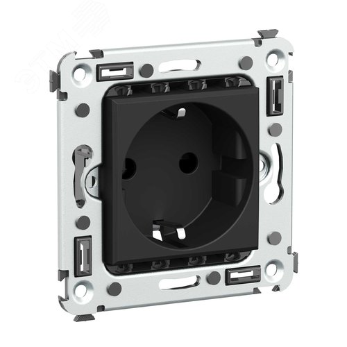 Avanti Розетка в стену, 2P+E, с з/ш, Черный       матовый - фото 2