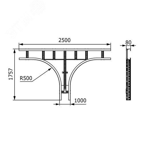 Ответвитель Т-образный лестничный 80х1000 - фото 2
