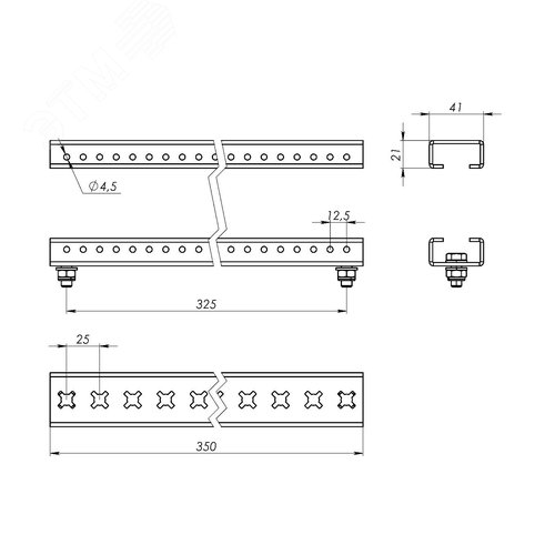 К-т реек для установки главной шинной системы, 350мм - фото 5