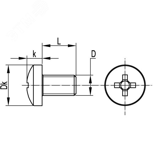 Винт полуцилиндрическая головка М6х10 нержавеющая сталь AISI 316L - фото 2