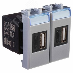 USB зарядное устройство модульное, Avanti, закаленная сталь, 2модуля, 2.1 А - фото 2