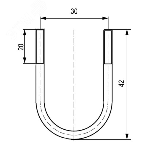 Скоба монтажная U-образная М6 гайки для труб d 1/2'' - фото 2