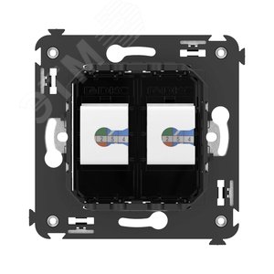 Avanti Компьютерная розетка RJ-45 без шторки в    стену, кат.5е двойная Черный квадрат - фото 4