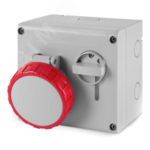 Розетка наружной установки IP67 16А 3P+E 400В с механической блокировкой и верхним расположением разъема - фото 1