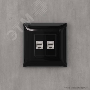 Avanti Компьютерная розетка RJ-45 без шторки в стену, кат.6А двойная экранированная,  Черный квадрат - фото 5