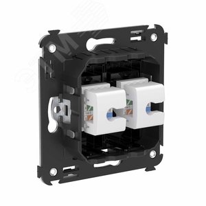 Avanti Компьютерная розетка RJ-45 без шторки в стену, кат.6А двойная,  Черный квадрат - фото 3