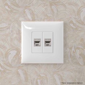 Avanti Компьютерная розетка RJ-45 без шторки в стену, кат.6А двойная экранированная,  Белое облако - фото 5