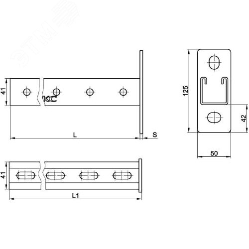 Кронштейн одиночный LAS 41х41 основание 400 мм горячеоцинкованный - фото 2