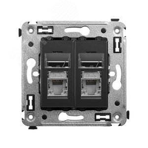 Avanti Компьютерная розетка RJ-45 в стену, кат.5e двойная экранированная,, Черный матовый - фото 1