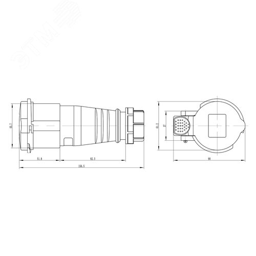 Розетка кабельная 16A 3P+E IP44 переносная 400V - фото 2