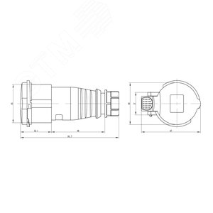 Розетка кабельная 16A 3P+E+N IP44 переносная 400V - фото 2