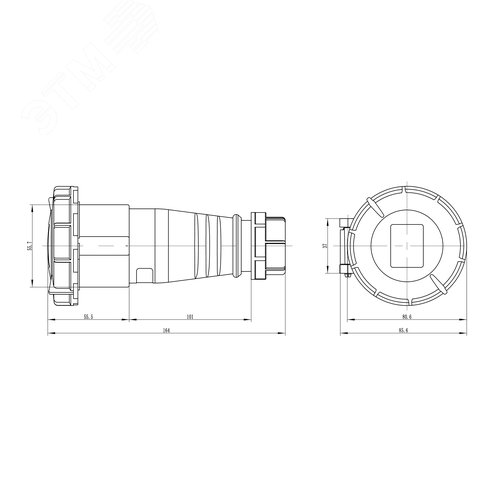Розетка кабельная IP67 16A 3P+E 400В - фото 2