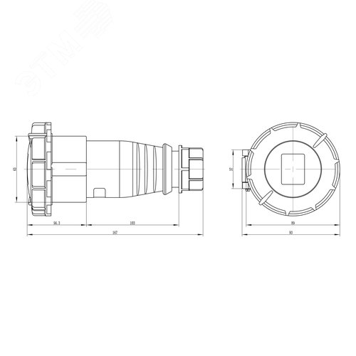 Розетка кабельная IP67 16A 3P+E+N 400V - фото 2