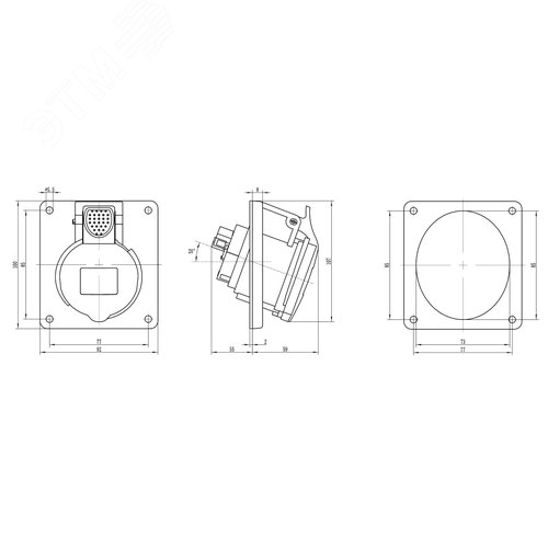 Розетка скрытой установки с наклоном  IP44 32А 2P+E 230В - фото 2