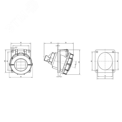 Розетка скрытой установки с наклоном IP67 16А 3P+E 400В - фото 2