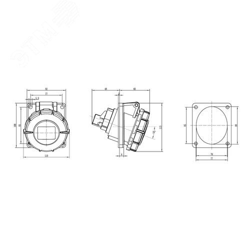 Розетка скрытая с наклоном IP67 32A 3P+E+N 400V - фото 2