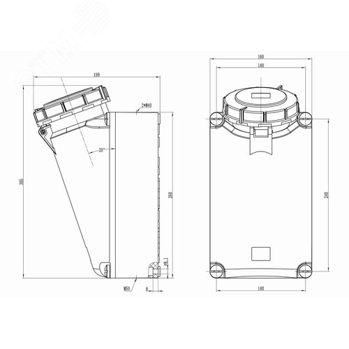 Розетка наружной установки IP67 125 A 2P+E 230V - фото 2