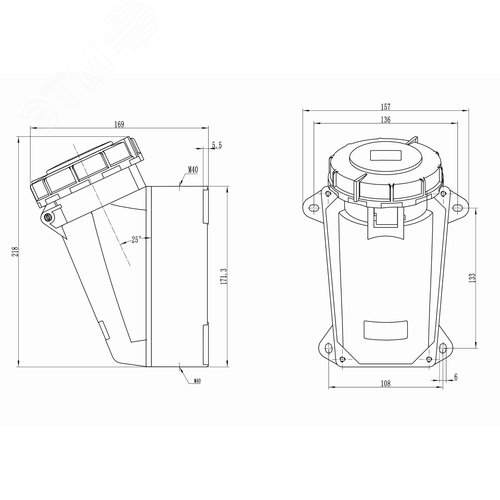 Розетка наружной установки IP67 63A 3p+E+N 400V - фото 2