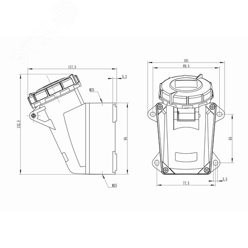 Розетка наружная IP67 16A 2P+E 230В - фото 2