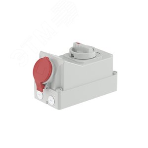 Розетка наружной установки IP44 16А 3P+E 400В с механической блокировкой и боковым расположением разъема - фото 1