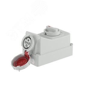 Розетка наружной установки IP67 63А 3P+E 400В с механической блокировкой и боковым расположением разъема - фото 1