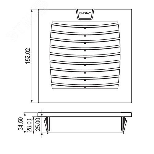Вентилятор с фильтром ЭМС 100 м3/ч, 230В AC, 152х152 мм, IP54 - фото 2