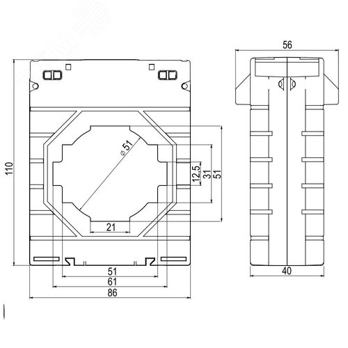 Трансформатор тока CT60 1000/5А, класс точности 0.2S, 10ВА - фото 2