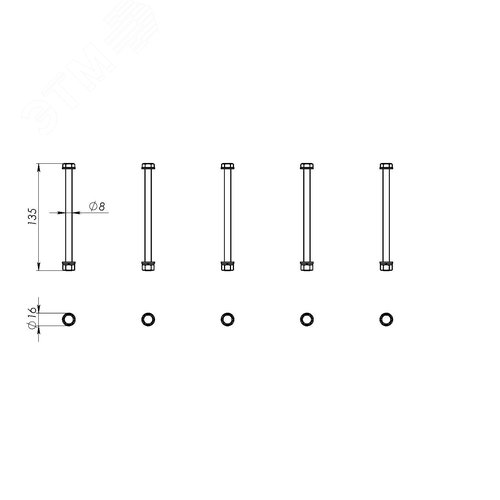 Комплект метизов для сборки главной шинной системы, 130мм, 10шт - фото 3