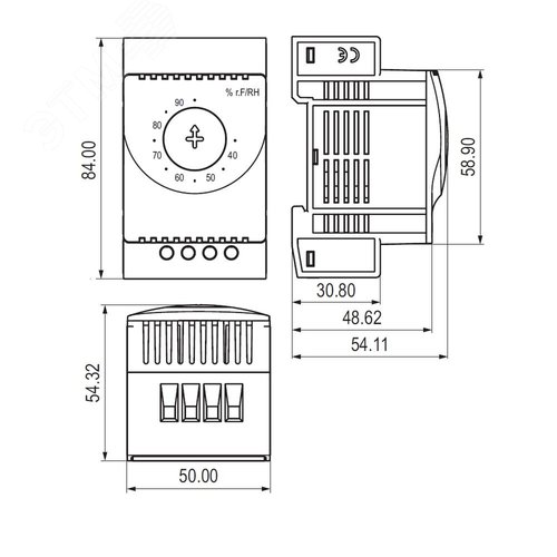 Гигростат с регулируемым диапазоном влажности 35…95%, переключающий контакт - фото 3