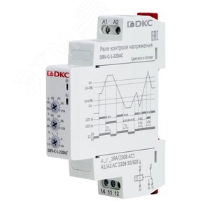 Реле контроля напряжения однофазное, конфигурация контакта 1CO, 220В AC - фото 2