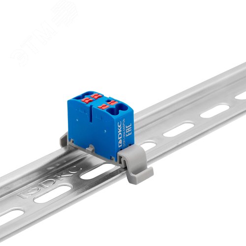 Блок распределительный, зажим push-in, 4 точки подключения 2,5 кв.мм, синий - фото 2