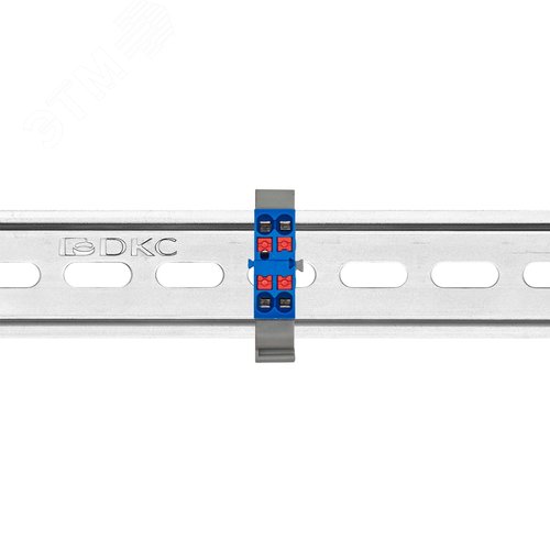 Блок распределительный с гориз. адаптером на рейку шириной 35мм, зажим push-in, 4 точки подключения 2,5 кв.мм, синий - фото 2