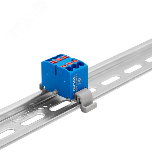 Блок распределительный, зажим push-in, 6 точек подключения 2,5 кв.мм, синий - фото 2