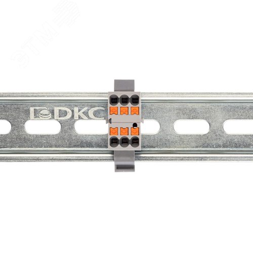 Блок распределительный с гориз. адаптером на рейку шириной 35мм, зажим push-in, 6 точек подключения 2,5 кв.мм, серый - фото 2